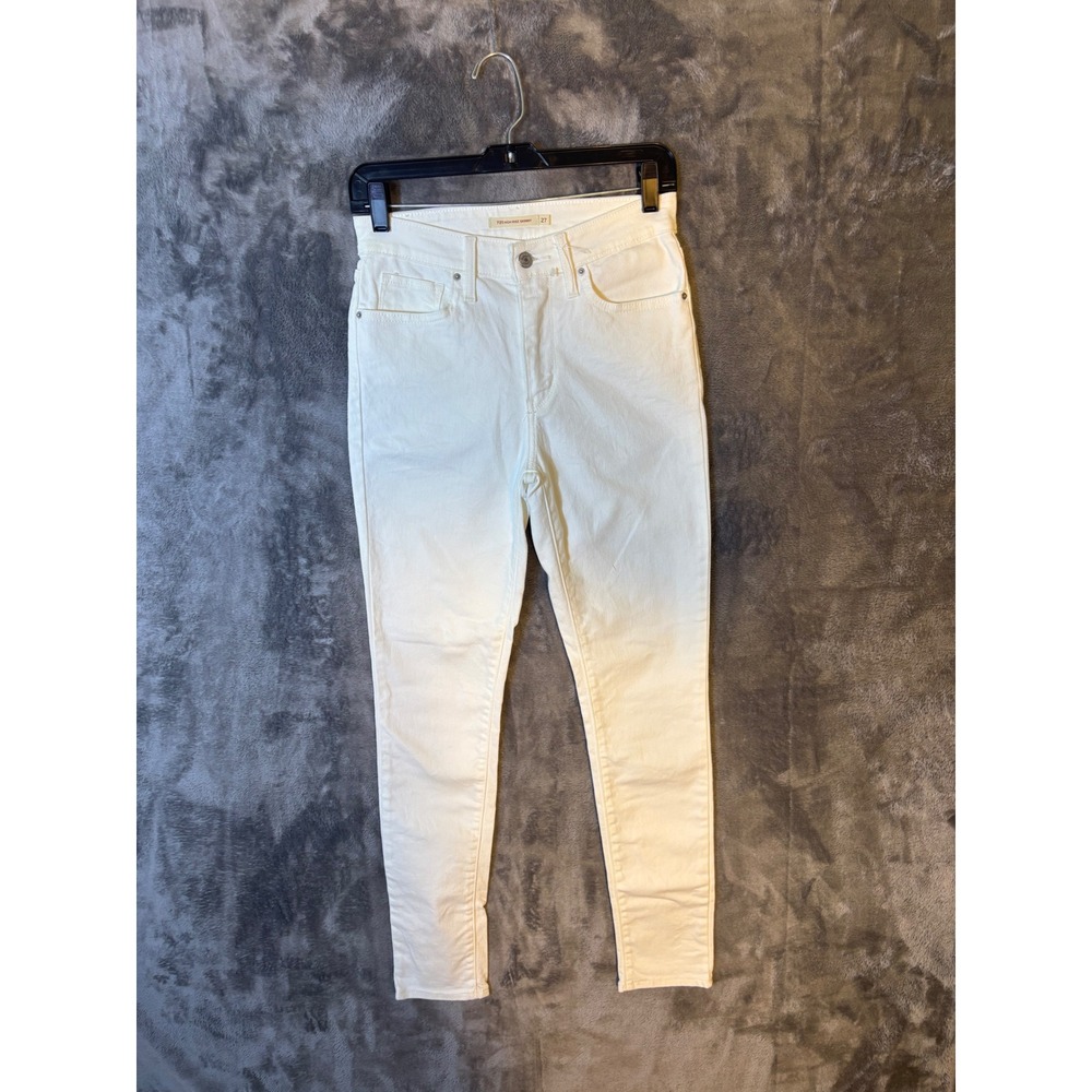 Levis 721 High Rise Skinny Jeans White Denim Stretch Size 27
